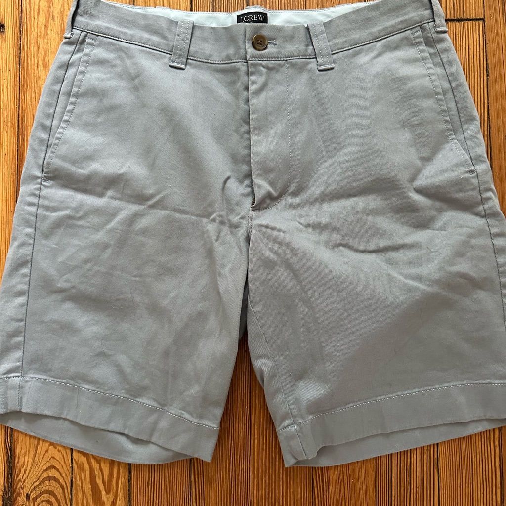 J Crew Men’s Flex Gramercy 7” Chino Shorts, Size 31, Slate Blue Euc